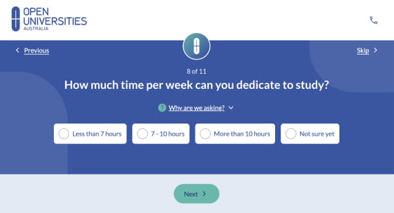 Screenshot of the Help Me Choose quiz